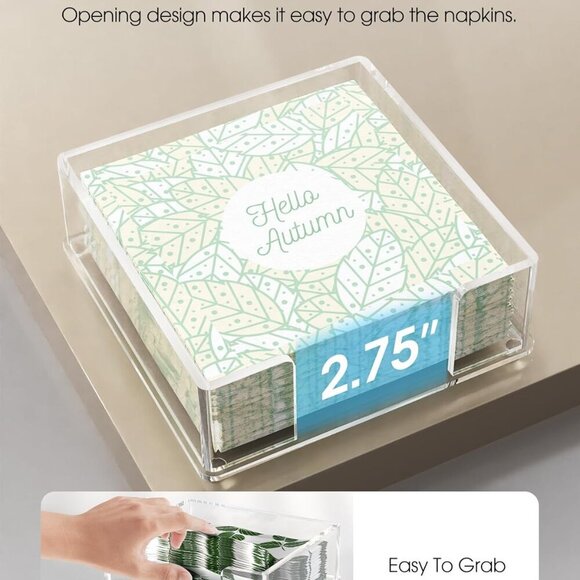 Acrylic Cocktail Napkin Holder for Table, Clear Guest Towel Holder, Beverage Buf - Picture 5 of 9